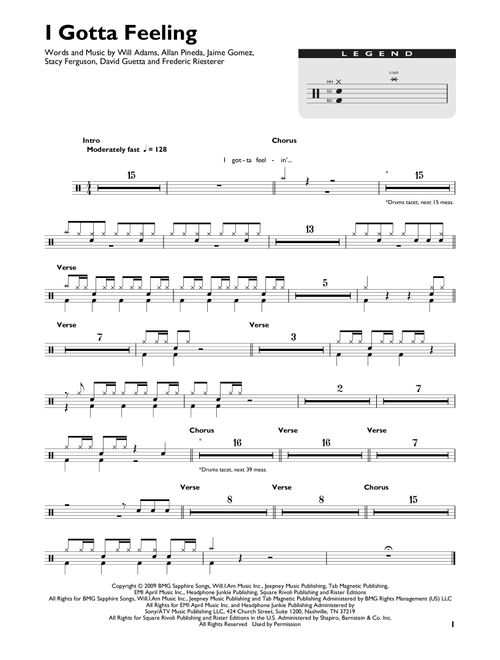 I Gotta Feeling - The Black Eyed Peas (Drum Chart)