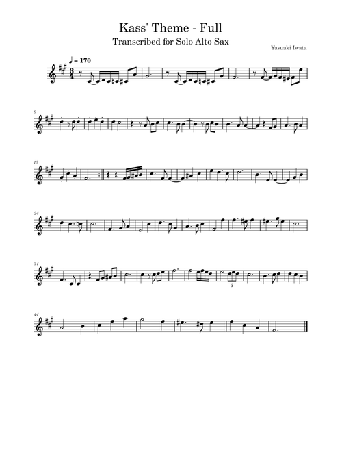 Kass' Theme (Full) – Manaka Kataoka - Solo Alto Sax