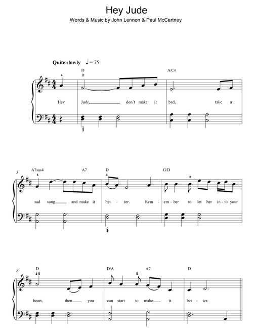 Hey Jude - The Beatles (Easy Piano)