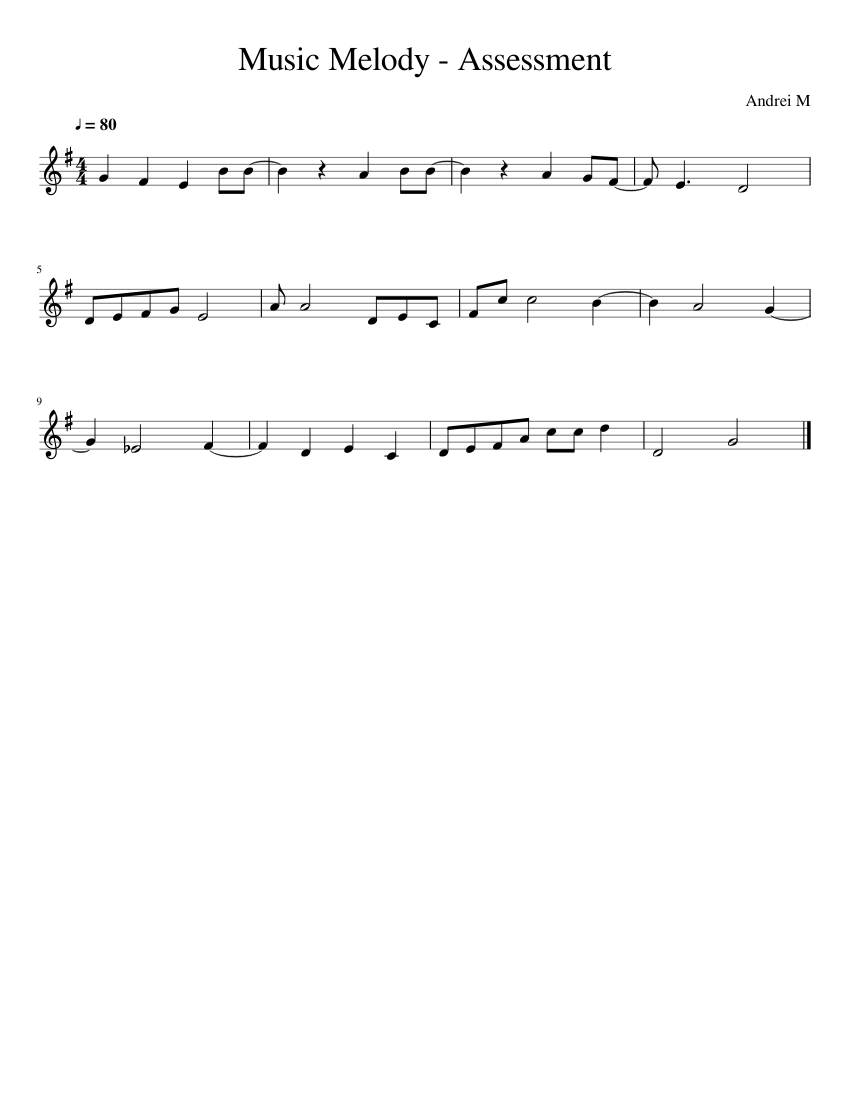 Music Melody - Assessment Sheet music for Piano (Solo) Easy | Musescore.com