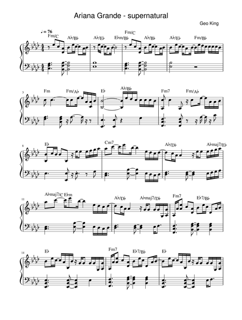 Supernatural (Arr. Gregory King) - Ariana Grande (Easy Piano)