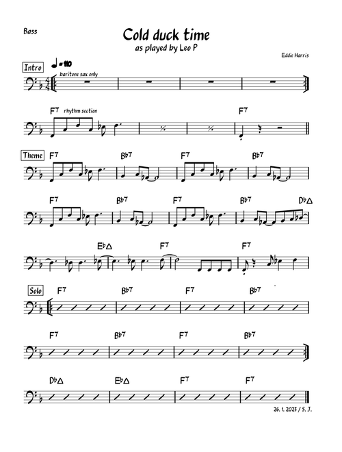 Cold duck time - bass line (Eddie Harris)
