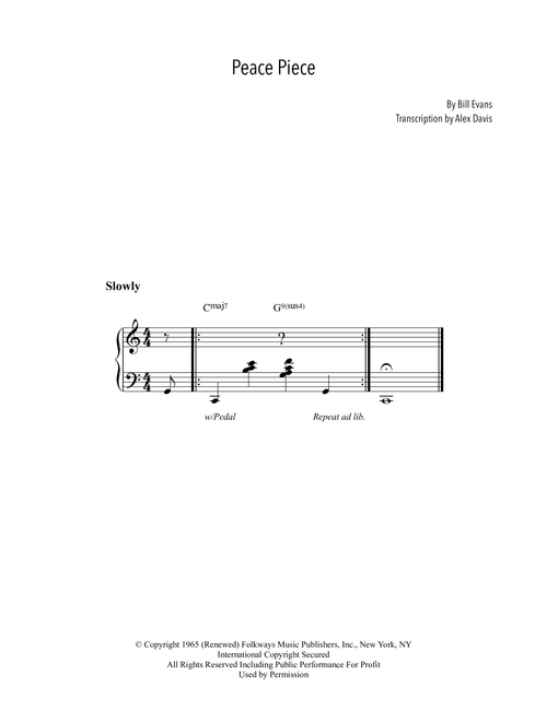 Peace Piece (Arr. Alex Davis) - Bill Evans (Piano Solo)