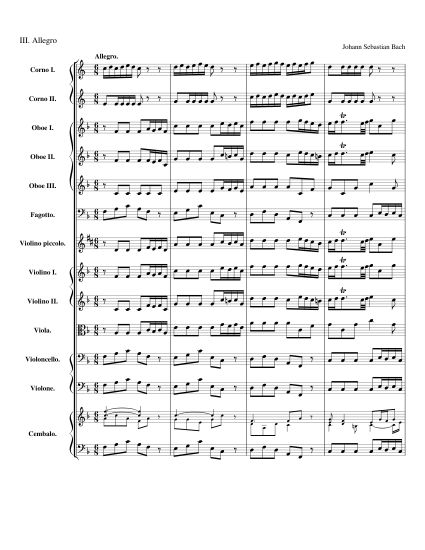J.S. Bach: Brandenburg Concerto No. 1, BWV 1046: III. Allegro