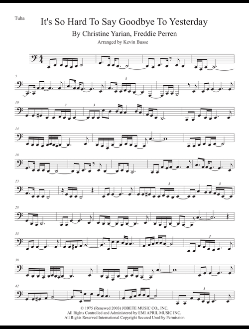 It's So Hard To Say Goodbye To Yesterday (Arr. Kevin Busse) - Boyz Ii Men (Tuba Solo)