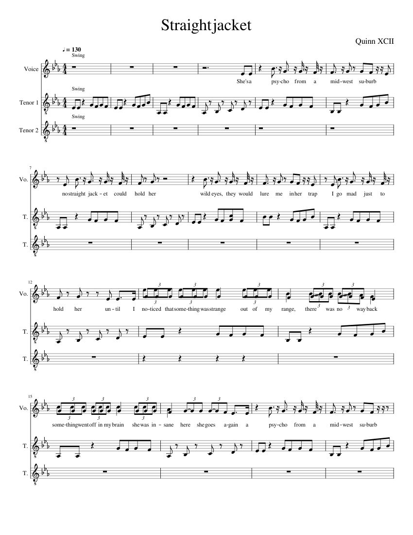 Straightjacket by Quinn XCII Sheet music for Tenor, Vocals (Solo