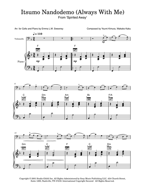 Itsumo Nandodemo (Always With Me) (Arr. Emma L.M. Sweeney) - Youmi Kimura (Cello and Piano)