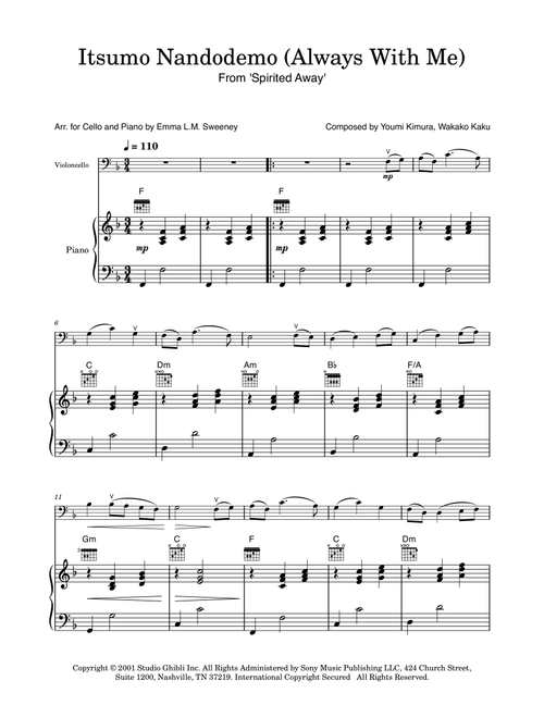 Itsumo Nandodemo (Always With Me) (Arr. Emma L.M. Sweeney) - Youmi Kimura (Cello and Piano)