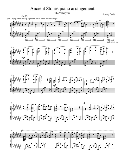 Skyrim: Ancient Stones arrangement piano transcription