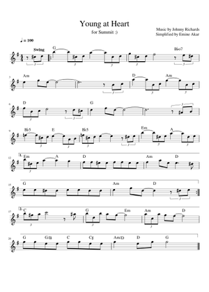 Young At Heart Sheet Music with Chords for Accordion (Piano Trio