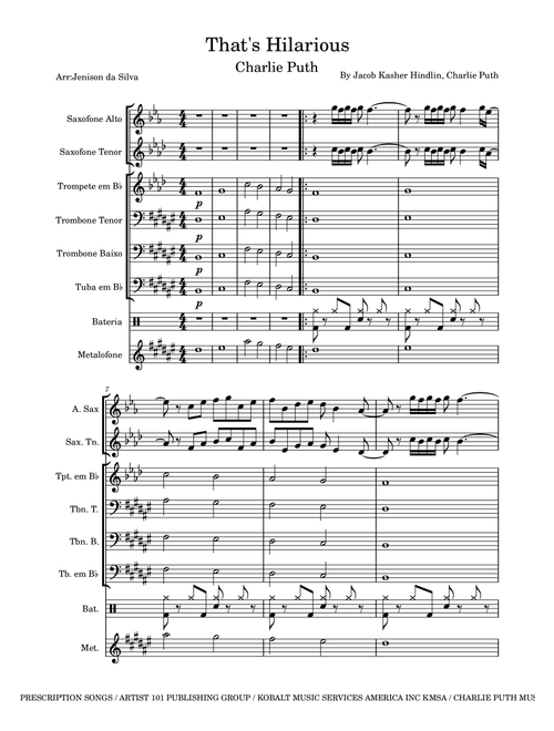 That's Hilarious (Arr. Jenison da Silva) - Charlie Puth (Lead Sheet - Fake Book)