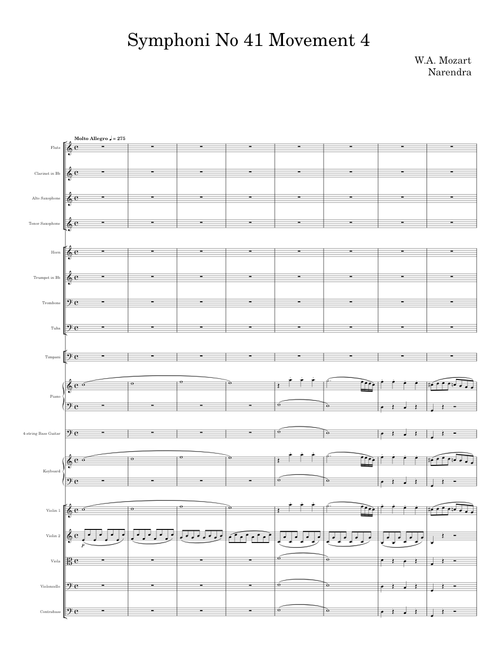 Mozart: Menuetto Allegretto from Symphony No.41 (2 flutes & piano) - W A Mozart, Samuel S Wesley