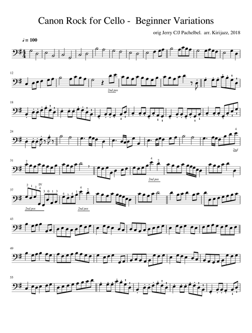 Canon Rock for Cello - Beginner Variations 