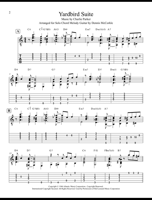 Yardbird Suite (Arr. Dennis McCorkle) - Charlie Parker (Guitar Tab)
