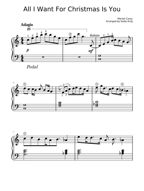 All I Want For Christmas Is You - Easy Piano