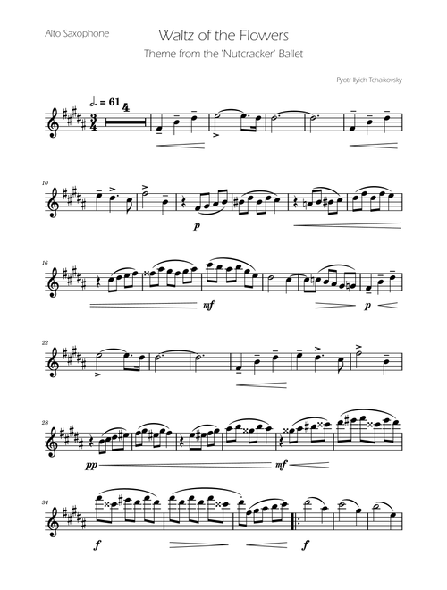 Waltz of the Flowers - The Nutcracker - Alto Sax Solo (Arr. Ygor Nunes) - Tchaikovsky (Alto Sax Solo)