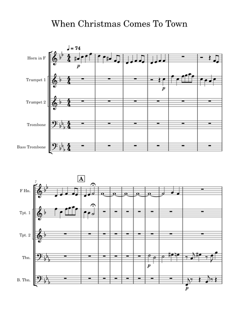 When Christmas Comes To Town – Alan Silvestri For Brass Quintet