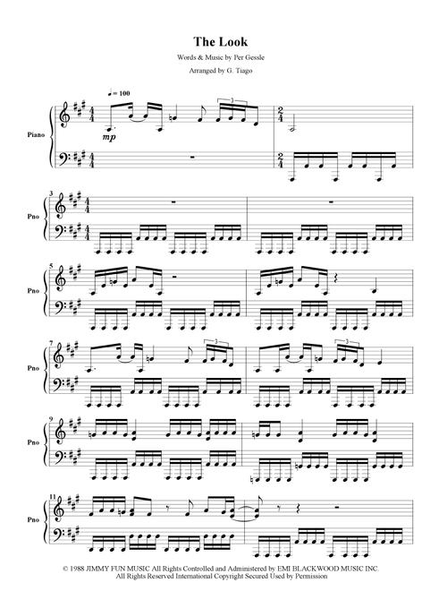 The Look (Arr. G. Tiago) - Roxette (Piano Solo)