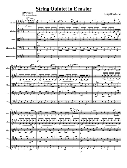 Luigi Boccherini - Quintet in E major - Minuet
