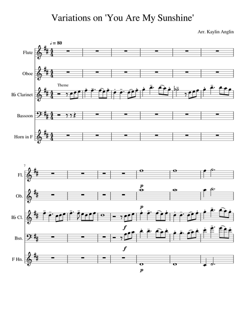 Variations on 'You Are My Sunshine' (Work in Progress)