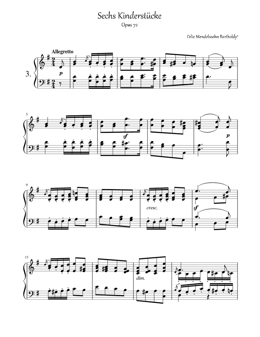 Six Christmas Pieces No. 3 Sheet Music for Piano (Solo) | MuseScore.com