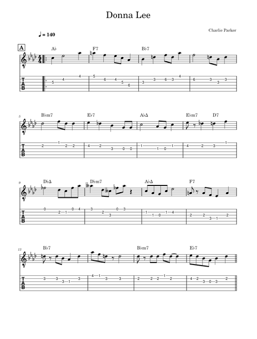 Donna lee – Charlie Parker Donna Lee guitar solo