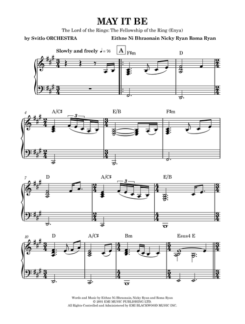 May It Be (The Lord of the Rings) (Arr. by Svitlo Orchestra) - Enya (Piano Solo)