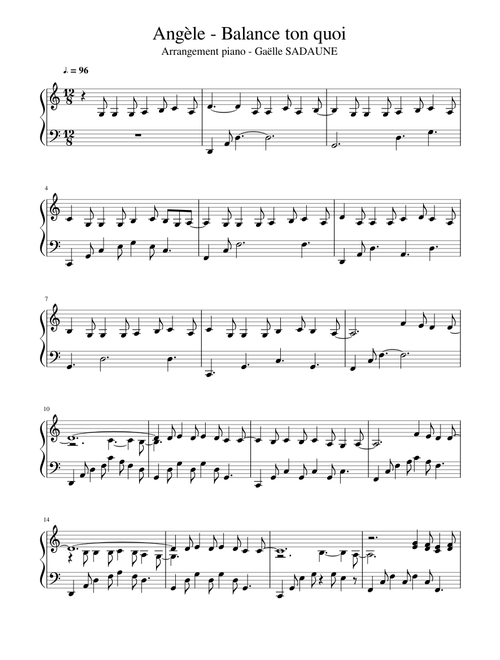 Balance ton quoi – Angèle Arrangement piano Gaëlle SADAUNE