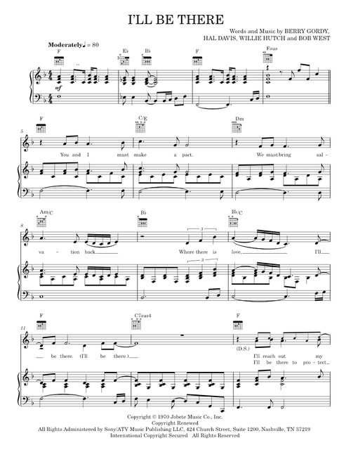 I'll Be There - Mariah Carey, Michael Jackson, The Jackson 5 (Piano-Vocal-Guitar)