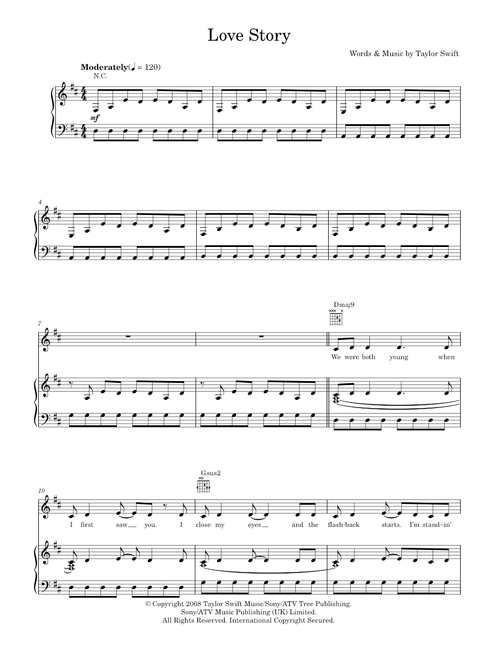 Love story - Taylor Swift (Piano-Vocal-Guitar (Piano Accompaniment))