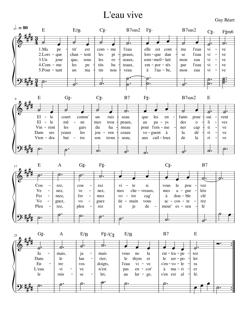 L eau vive Sheet music for Piano (Solo)
