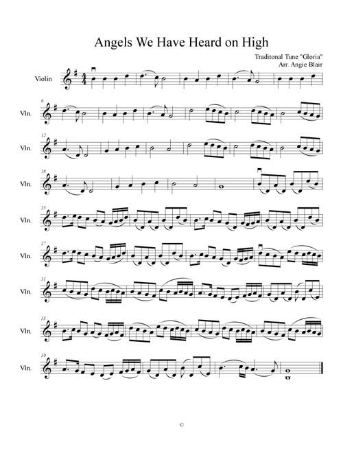 Angels We Have Heard on High (Arr. Angie Blair) - Traditional "Gloria" Tune (Violin Solo)