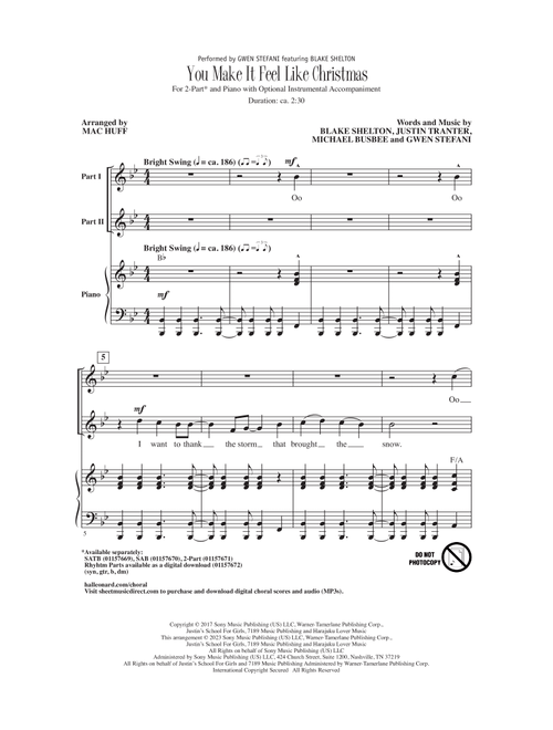 You Make It Feel Like Christmas (arr. Mac Huff) - Gwen Stefani featuring Blake Shelton, Gwen Stefani, Blake Shelton (Choral, 2-Part)