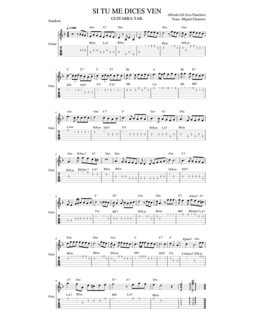 SI TU ME DICES VEN. Los Panchos (Alfredo Gil) Trans. Miguel Chamizo. SONIKETE