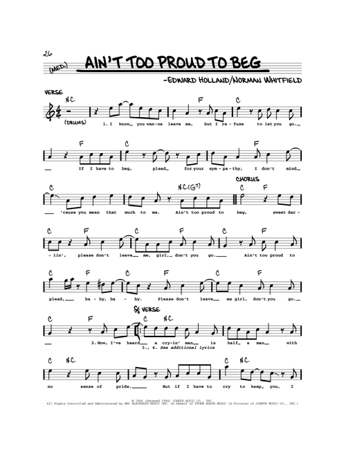 Ain't Too Proud To Beg - The Temptations (Real Book - Melody-Chords)