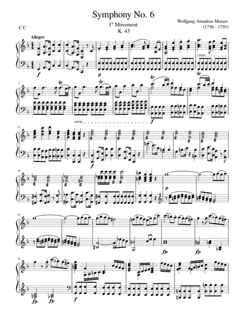 Symphony No. 6, K. 43 1st Movement – Wolfgang Amadeus Mozart