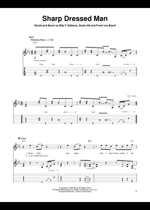 Play Official version of Sharp dressed man Sheet Music by ZZ Top for Guitar  | MuseScore.com