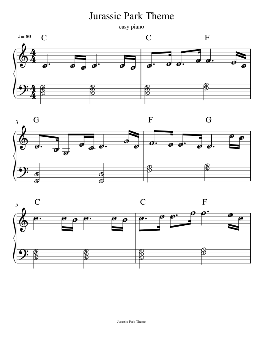 Jurassic_Park_Theme Sheet music for Piano (Solo) | Musescore.com