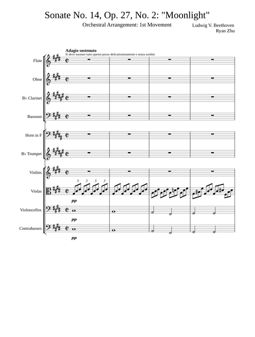 Sonate No. 14, Op. 27, No. 2: "Moonlight" for Orchestra, Mvmt. 1