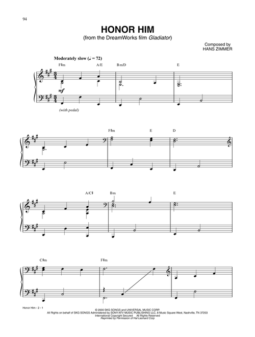 Honor Him (from Gladiator) - Hans Zimmer (Piano Solo)