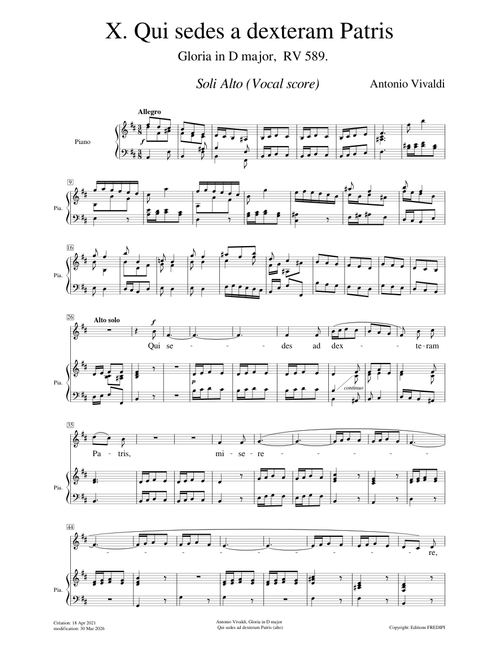 Gloria in D major, RV 589, X - Qui sedes ad dexteram Patris – Antonio Vivaldi