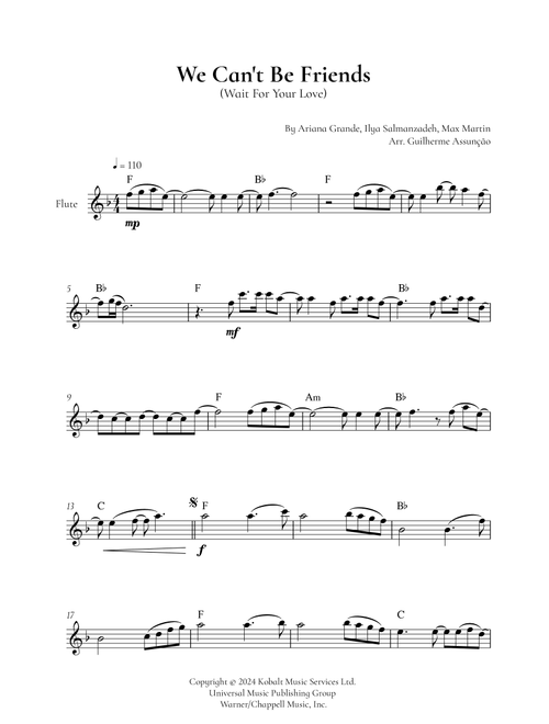 We Can't Be Friends (Wait For Your Love) (Arr. Guilherme Assunção) - Ariana Grande (Flute Solo)