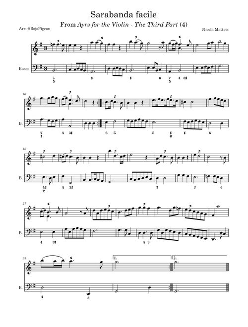 Ayrs for the Violin: The Third Part: Sarabanda facile – Nicola Matteis