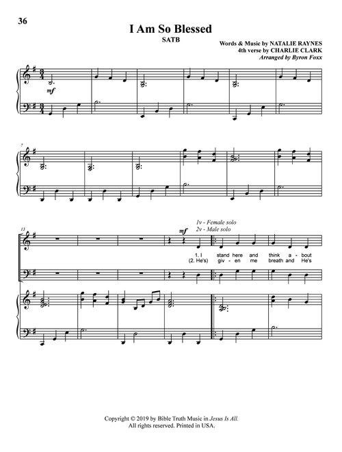I Am So Blessed (Arr. Byron Foxx) - Natalie Raynes, Charlie Clark (Choral, SATB)