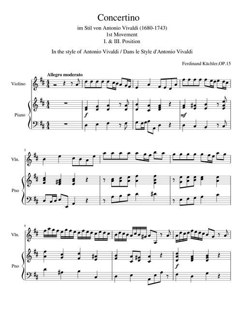 Concertino In the style of Antonio Vivaldi / Ferdinand Küchler,OP.15