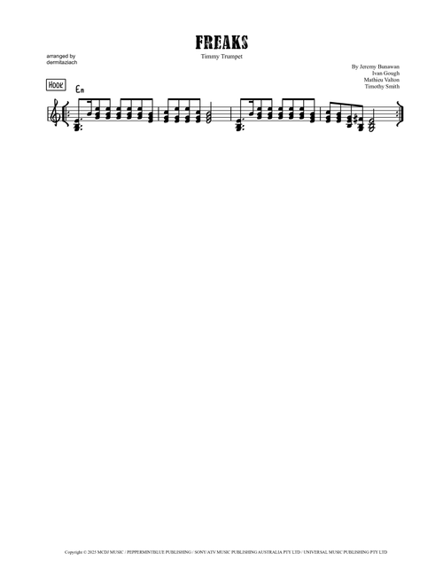 Freaks (Arr. dermitaziach) - Timmy Trumpet (Piano Chords-Lyrics)