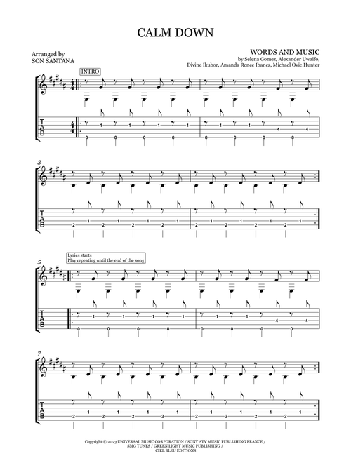 Calm Down (Arr. Son Santana) - rema (Easy Guitar with TAB)