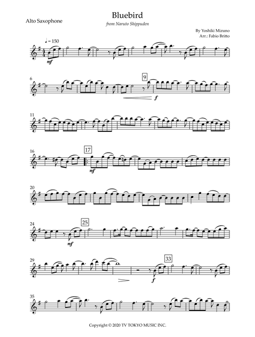 Ikimono Gakari's Blue Bird (Arr. Fabio Britto) - Yoshiki Mizuno (Alto Sax Solo)