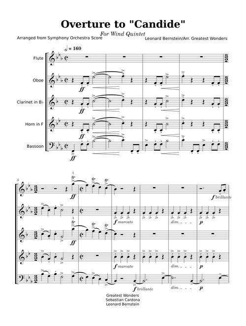 Overture to "Candide" for Woodwind Quintet