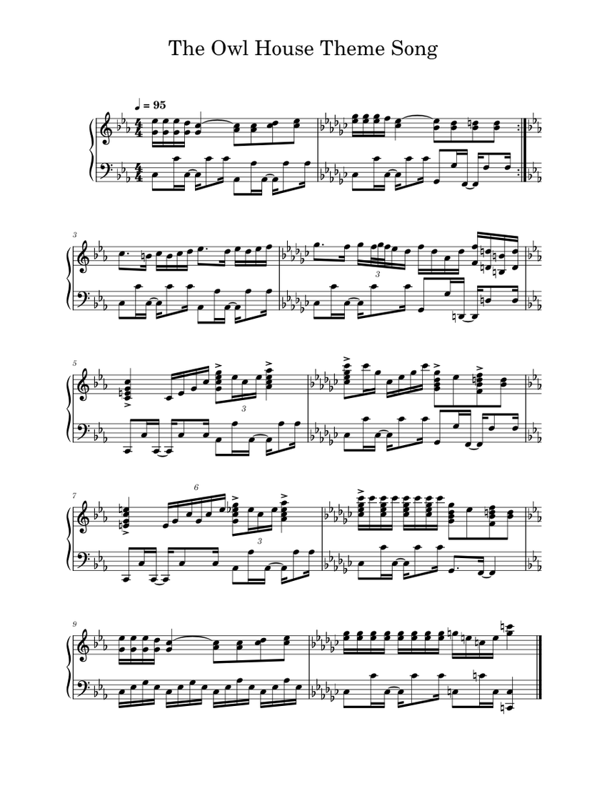 The Owl House Theme Song Sheet music for Piano (Solo)